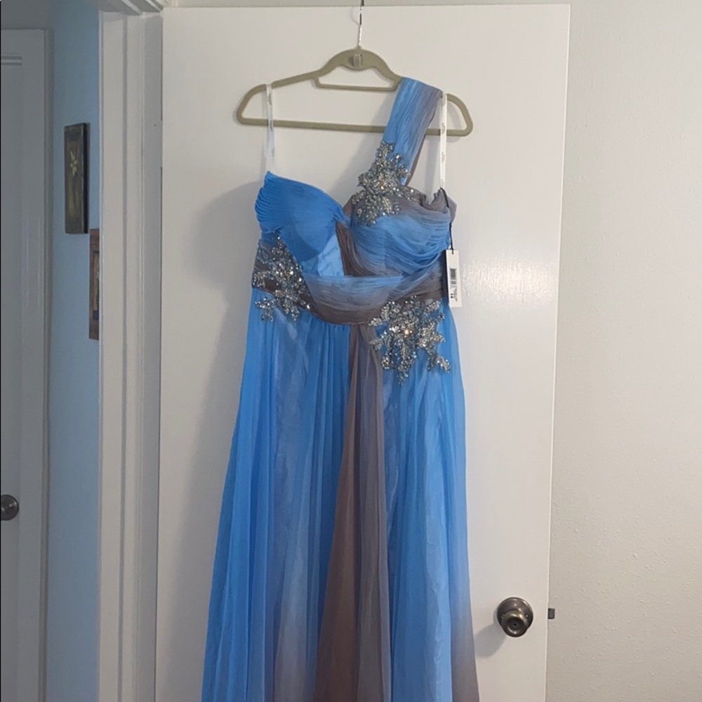 Terani Couture Blue/Brown Evening Gown
